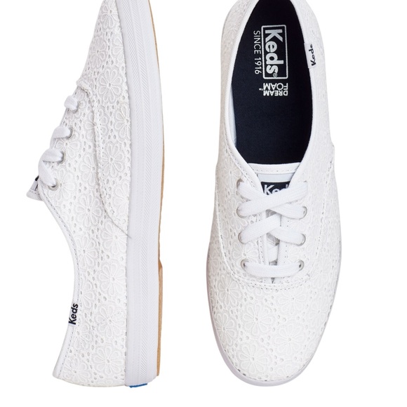Keds Shoes - Keds women’s champion eyelet daisy white canvas lace up sneakers shoes white 10